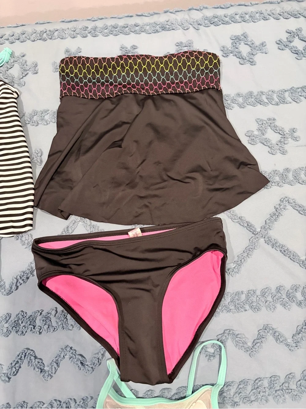 Justice Girls 4 Swimsuit Bundle Size 12 Tankini Bikini Unicorn Watermelon